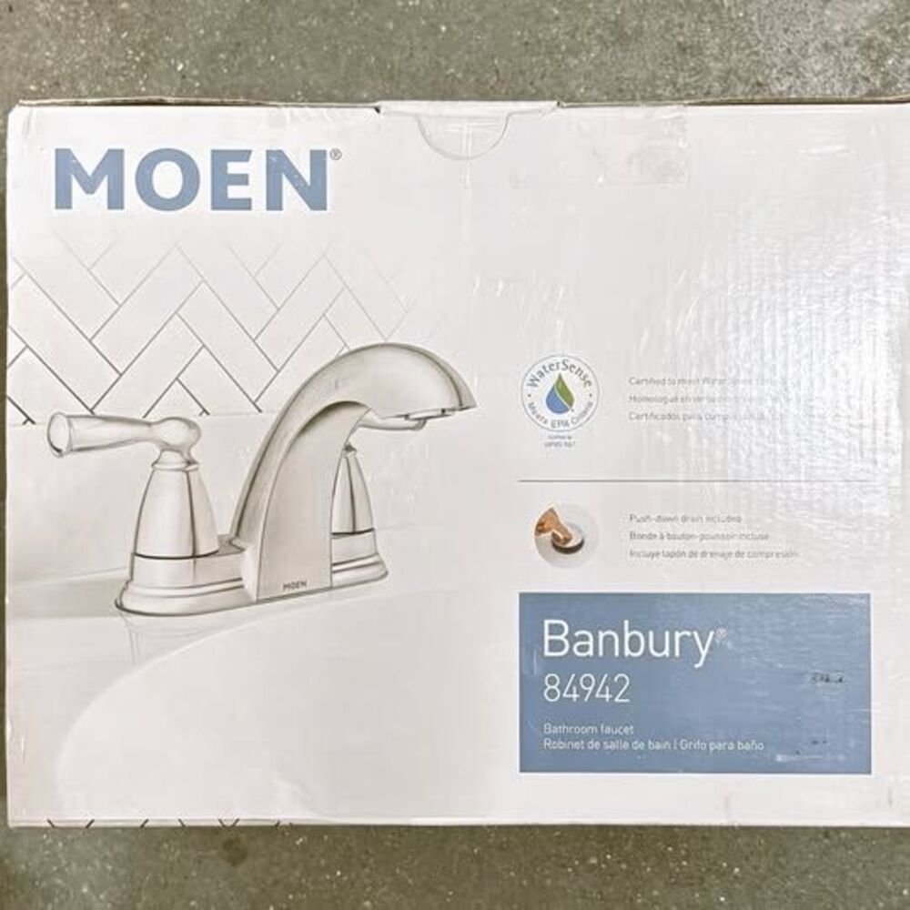 Moen 84942 Banbury Bathroom Sink Faucet Chrome 4 in Centerset 2-Handle Open Box